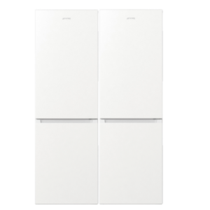 זוג מקררים לבנים עם מקפיא תחתון