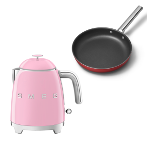 סט קומקום חשמלי מיני ורוד + מחבת SMEG
