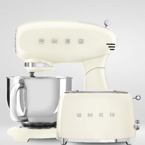 סט מיקסר עומד ומצנם קופץ ל-2 פרוסות - בצבע קרם