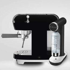 סט מכונת אספרסו ידנית ומכשיר סודה - בצבע שחור