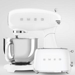 סט מיקסר עומד ומצנם קופץ - בצבע לבן