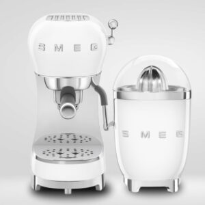סט מכונת אספרסו ידנית ומסחטת הדרים - בצבע לבן