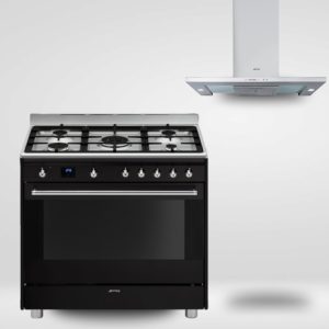 תנור משולב שחור וקולט אדים במבצע