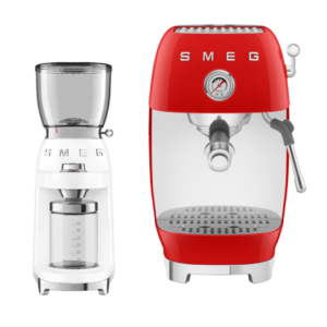 מכונת אספרסו מעוצבת במגוון צבעים + מטחנת קפה לבנה במתנה