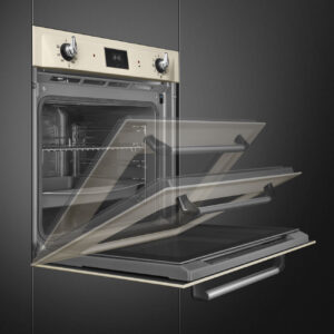 תנור בנוי רטרו בצבע קרם