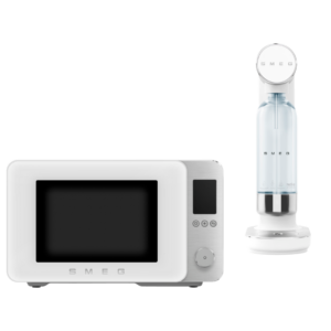סט מיני תנור מיקרוגל ומכשיר סודה בצבע לבן