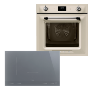 סט תנור רטרו קרם וכיריים אינדוקציה