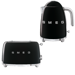 סט מצנם קופץ ל-2 פרוסות וקומקום חשמלי שחור